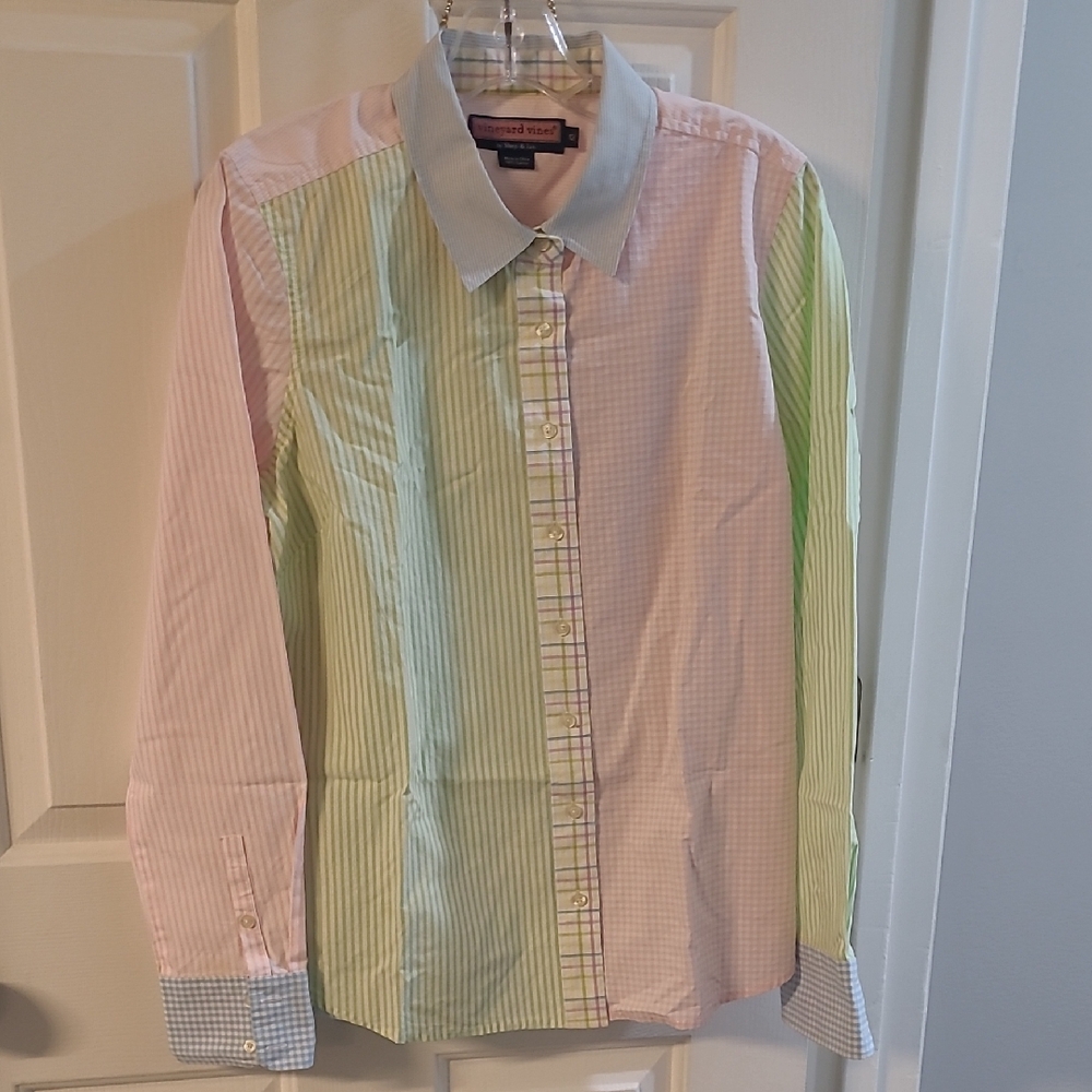 Vineyard Vines Pastel Patchwork Striped Button-Down Shirt
